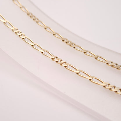 9ct Yellow Gold 3+3 Figaro Link Chain 20 Inch