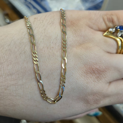 9ct Yellow Gold 3+3 Figaro Link Chain 20 Inch