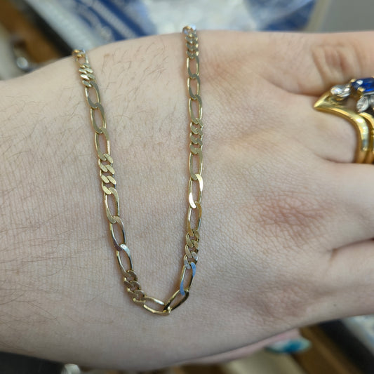 9ct Yellow Gold 3+3 Figaro Link Chain 20 Inch