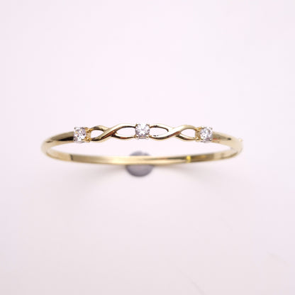 9ct Yellow Gold Cubic Zirconia Three Stone Openwork Bangle