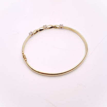 9ct Yellow Gold Cubic Zirconia Three Stone Openwork Bangle