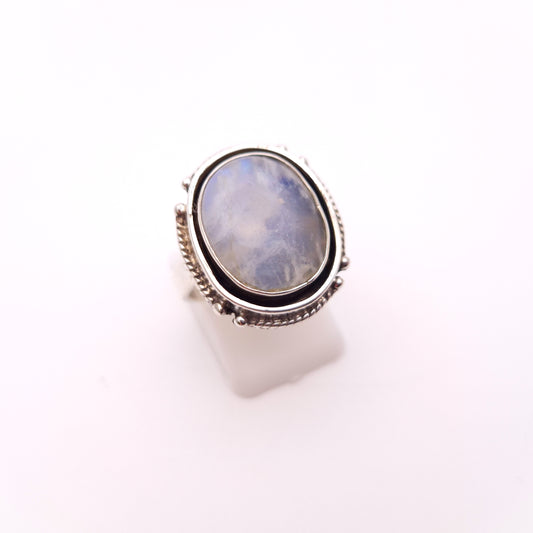 Sterling Silver Large Chunky Labradorite Oval Solitaire Ring