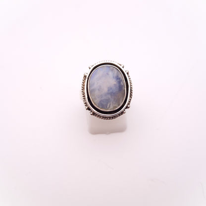 Sterling Silver Large Chunky Labradorite Oval Solitaire Ring