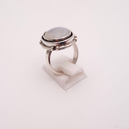 Sterling Silver Large Chunky Labradorite Oval Solitaire Ring