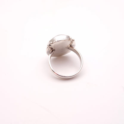 Sterling Silver Large Chunky Labradorite Oval Solitaire Ring