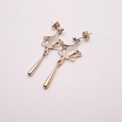 Sterling Silver Pat Cheney Enamel Art Deco Style Earrings