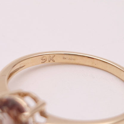 9ct Yellow Gold Oval Cut Scapolite and Diamond Shoulders Ring