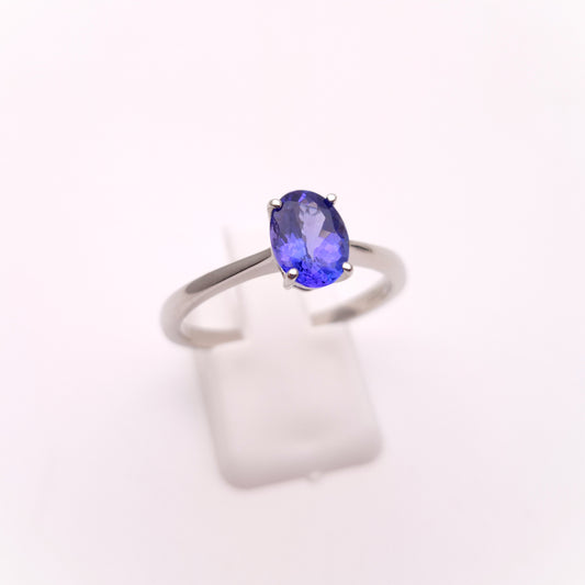 Platinum 950 Oval Cut Tanzanite Solitaire Ring