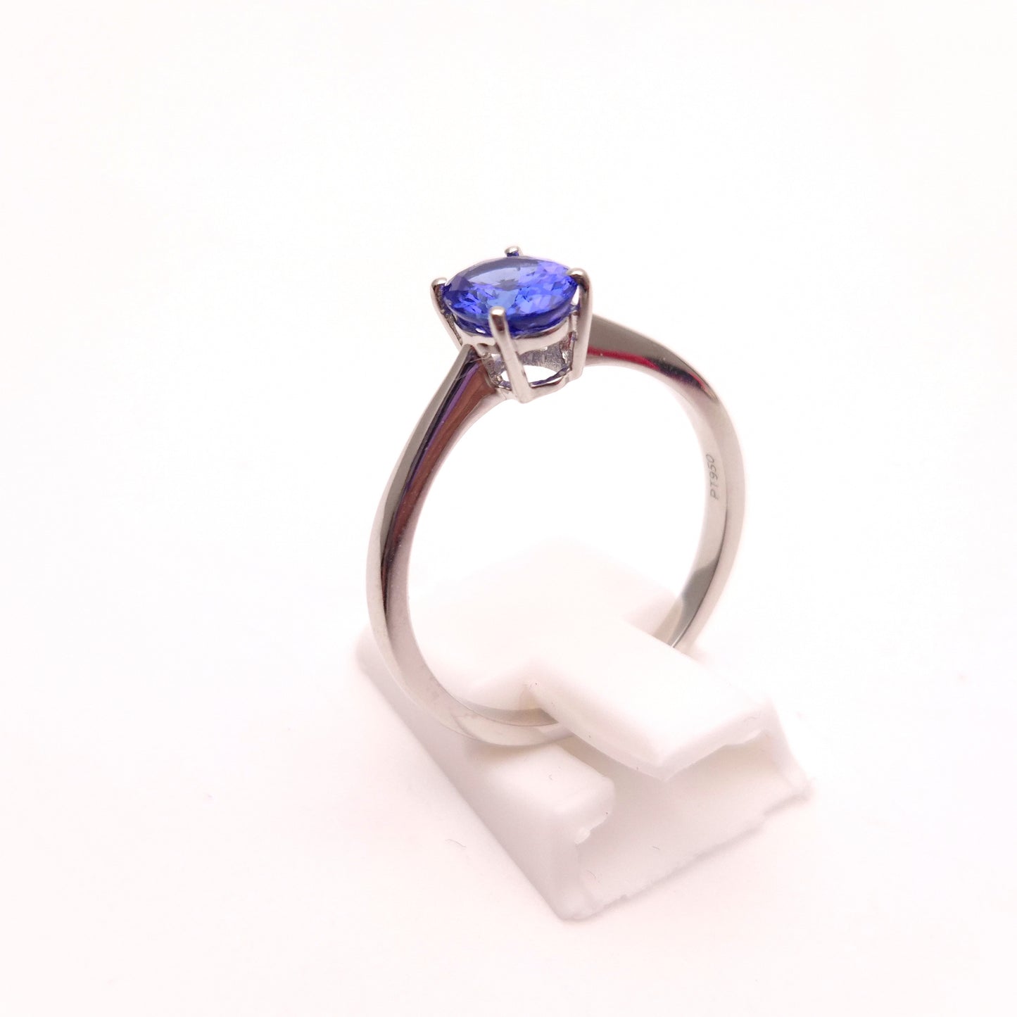 Platinum 950 Oval Cut Tanzanite Solitaire Ring