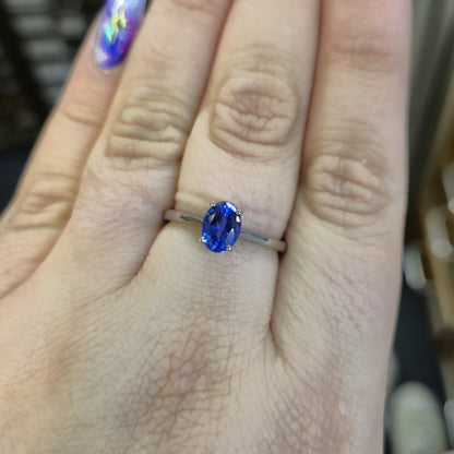 Platinum 950 Oval Cut Tanzanite Solitaire Ring
