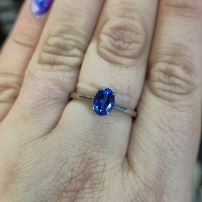 Platinum 950 Oval Cut Tanzanite Solitaire Ring