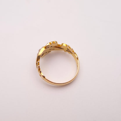 18ct Yellow Gold Antique Chester 1907 Pearl and Diamond Floral Ring
