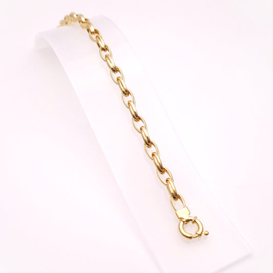 9ct Yellow Gold Double Link Mixed Texture Oval Belcher Bracelet