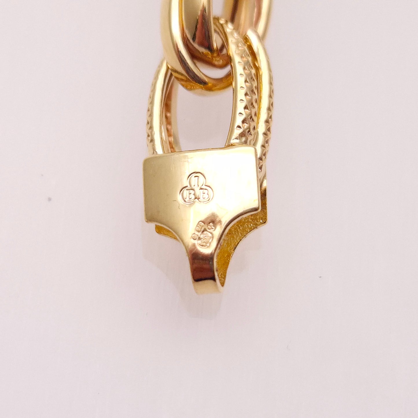 9ct Yellow Gold Double Link Mixed Texture Oval Belcher Bracelet