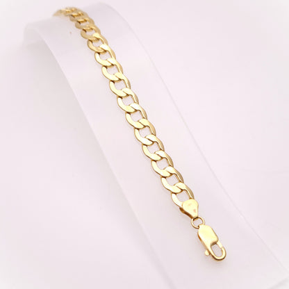 9ct Yellow Gold Chunky Hollow Link Gents Curb Bracelet