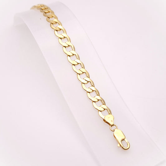 9ct Yellow Gold Chunky Hollow Link Gents Curb Bracelet