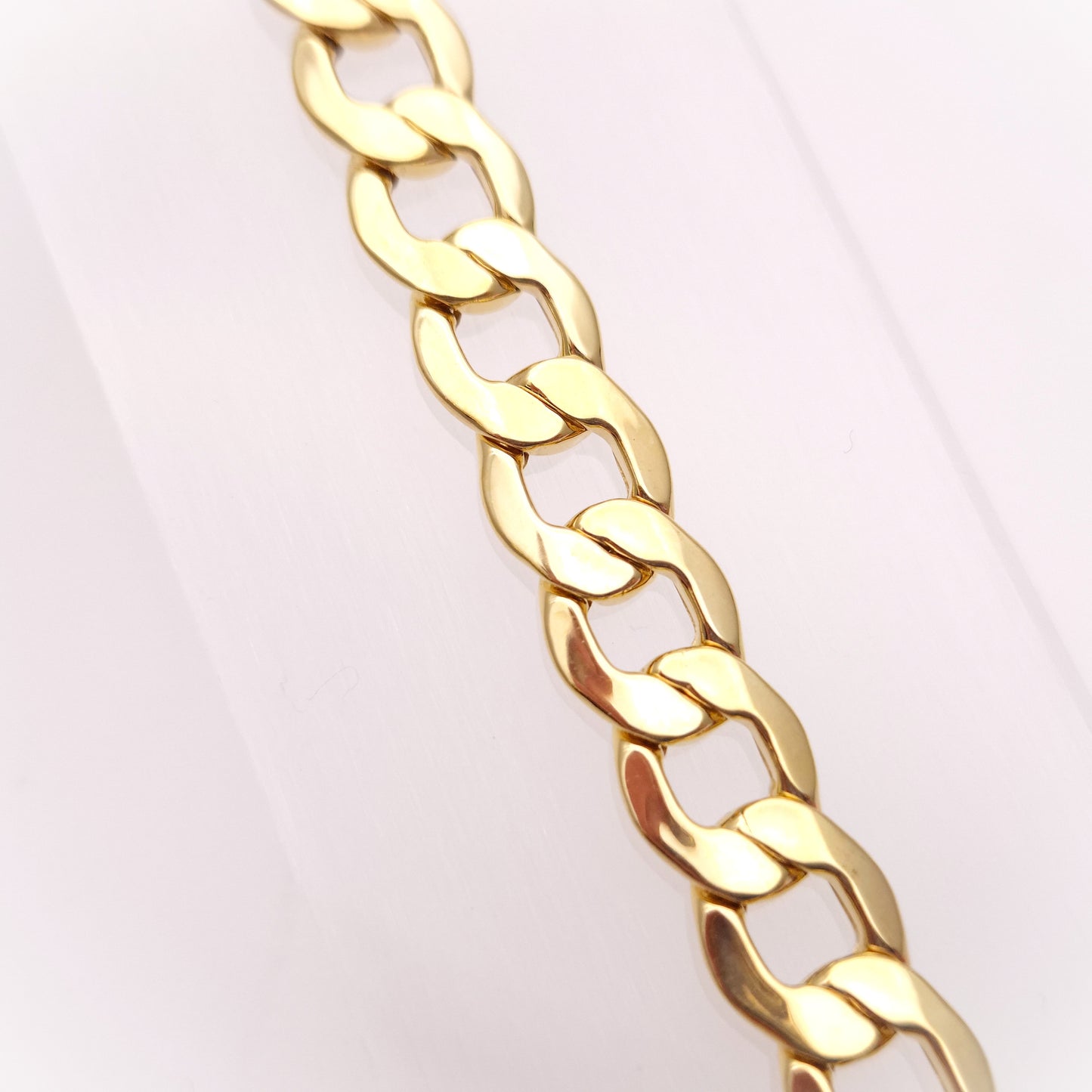 9ct Yellow Gold Chunky Hollow Link Gents Curb Bracelet