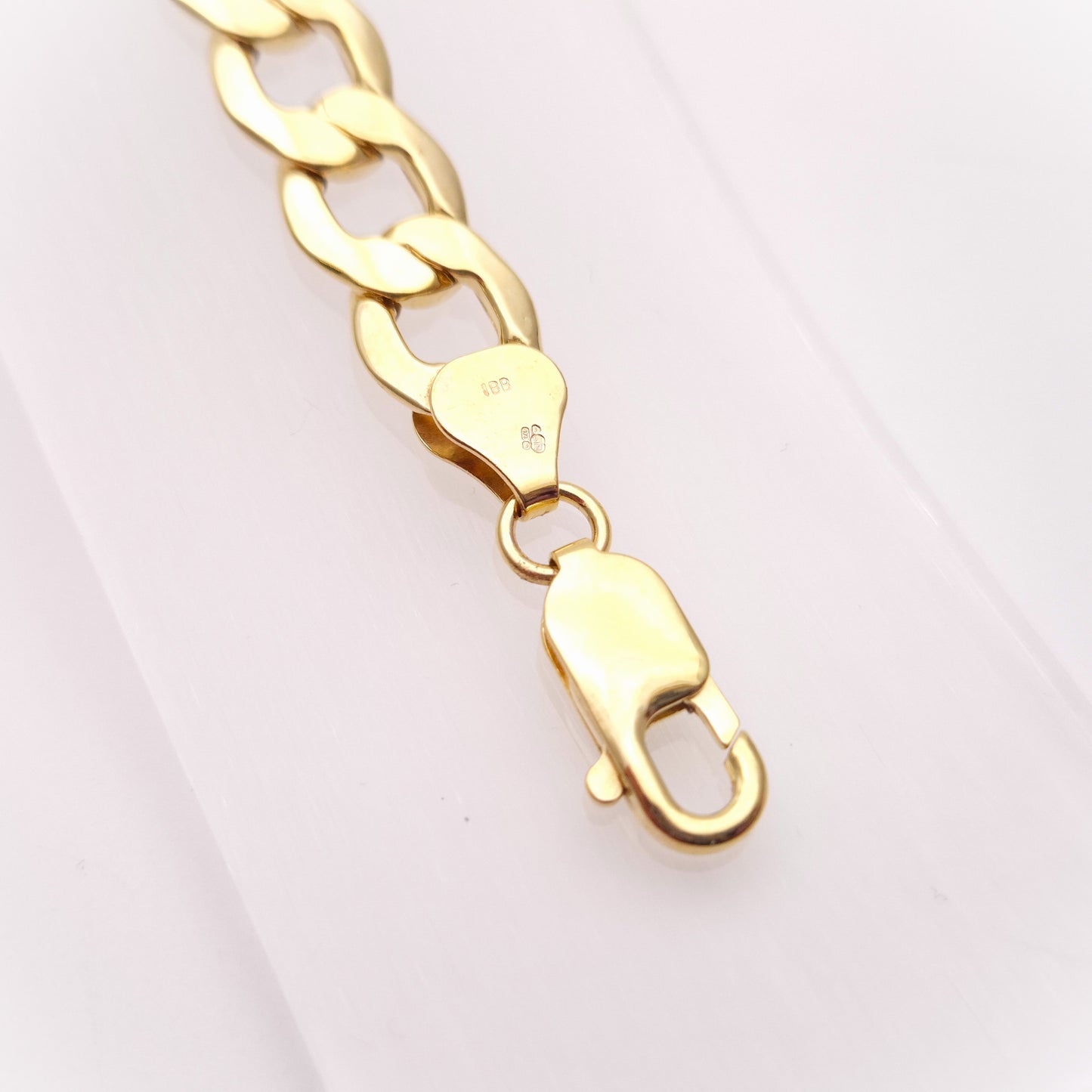 9ct Yellow Gold Chunky Hollow Link Gents Curb Bracelet