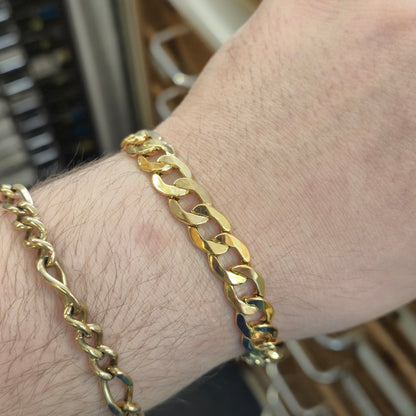 9ct Yellow Gold Chunky Hollow Link Gents Curb Bracelet