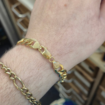 9ct Yellow Gold Chunky Hollow Link Gents Curb Bracelet