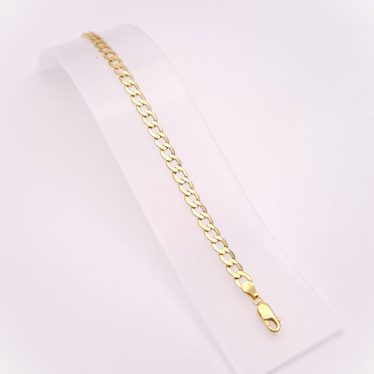9ct Yellow Gold Hollow Link Curb Long Bracelet