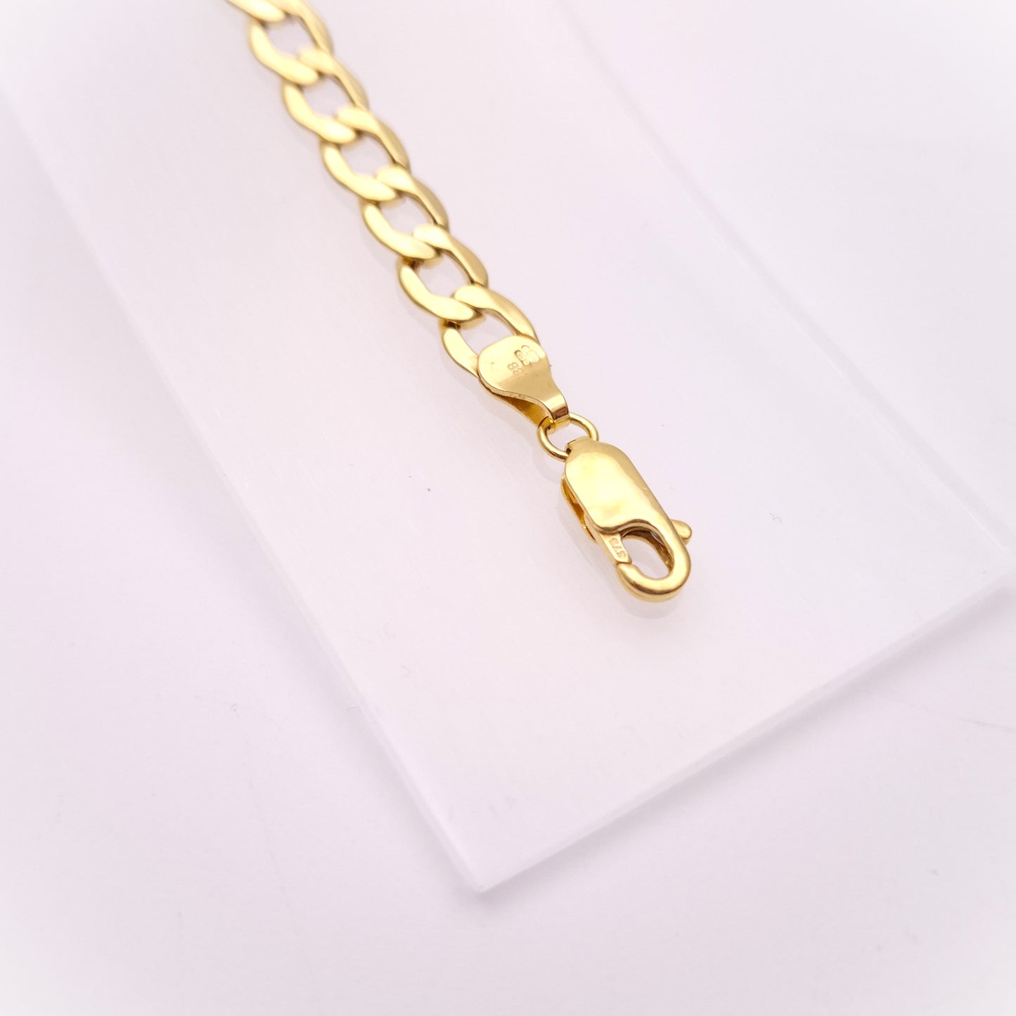 9ct Yellow Gold Hollow Link Curb Long Bracelet