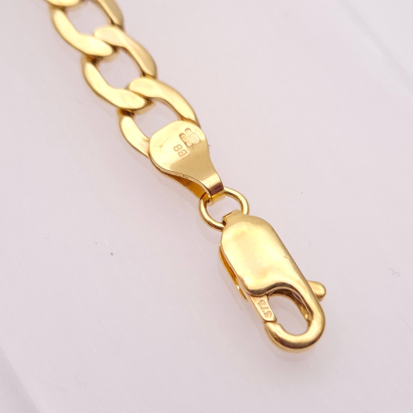 9ct Yellow Gold Hollow Link Curb Long Bracelet