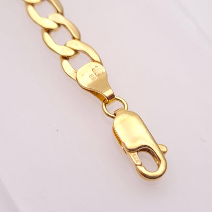 9ct Yellow Gold Hollow Link Curb Long Bracelet
