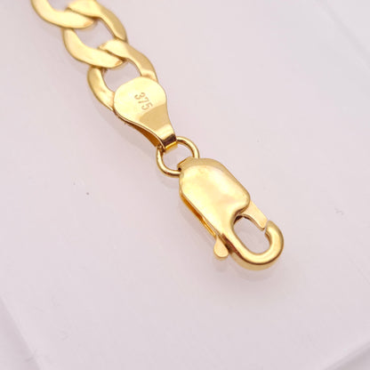 9ct Yellow Gold Hollow Link Curb Long Bracelet