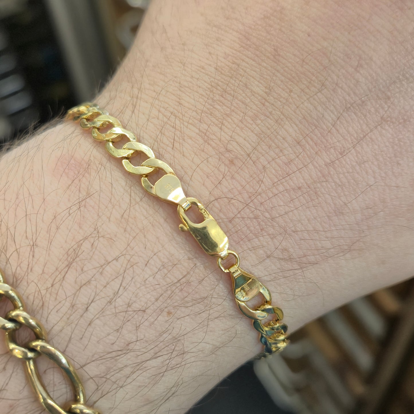 9ct Yellow Gold Hollow Link Curb Long Bracelet