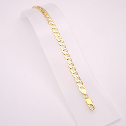 18ct Yellow Gold Flat Curb Hollow Link Long Bracelet
