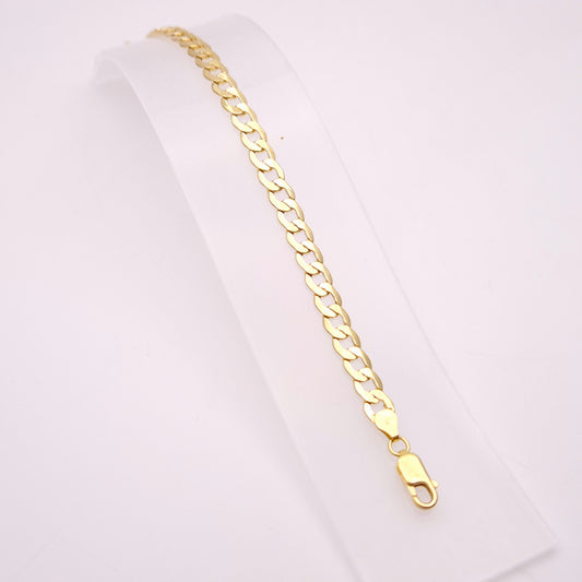 18ct Yellow Gold Flat Curb Hollow Link Long Bracelet