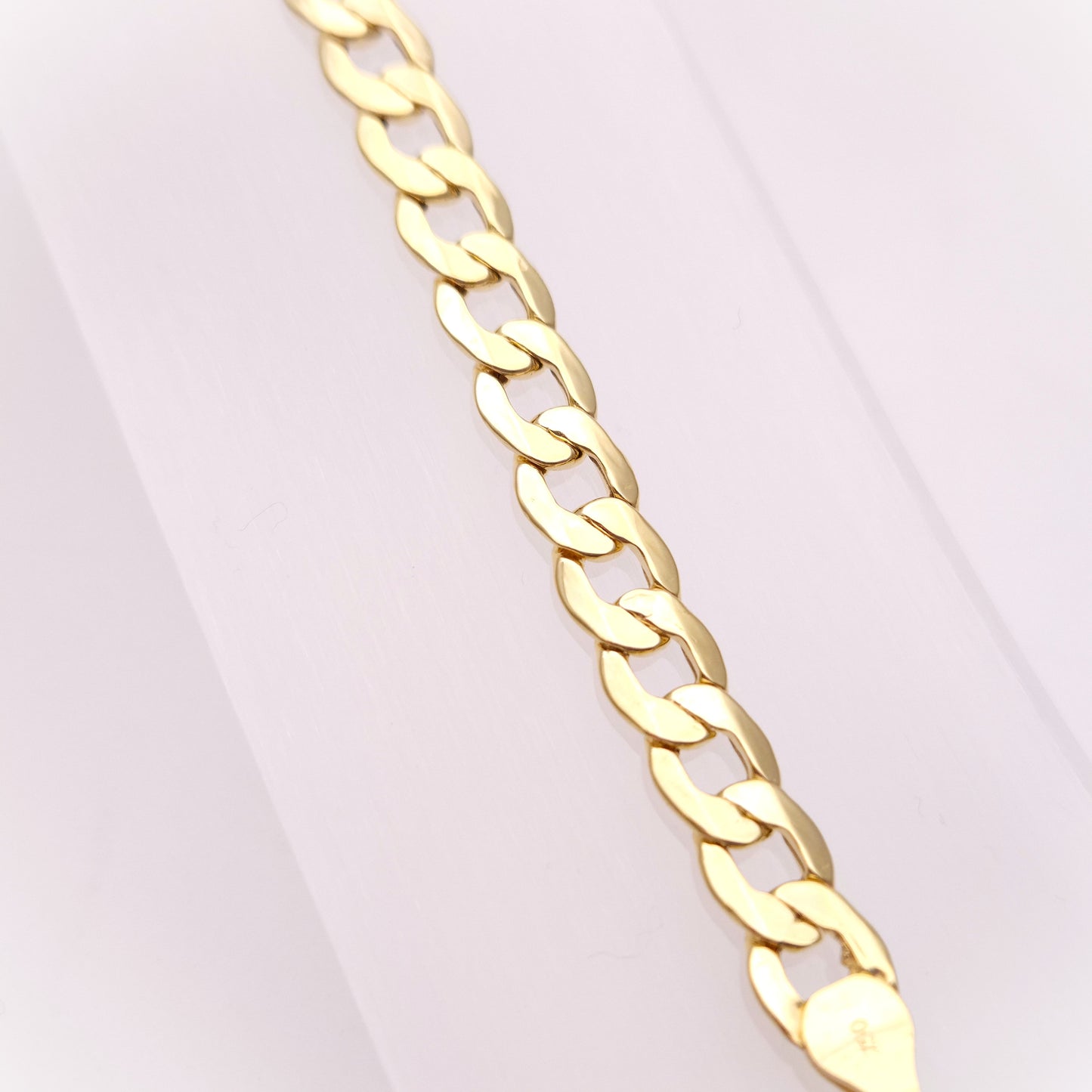 18ct Yellow Gold Flat Curb Hollow Link Long Bracelet
