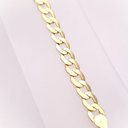 18ct Yellow Gold Flat Curb Hollow Link Long Bracelet
