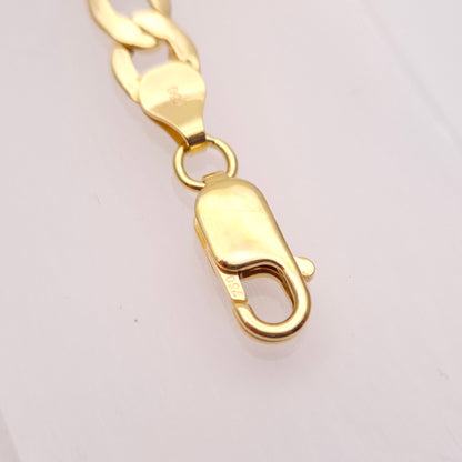 18ct Yellow Gold Flat Curb Hollow Link Long Bracelet