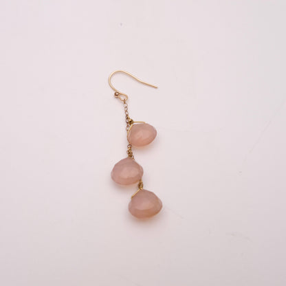 9ct Yellow Gold Rose Quartz Faceted Bead Drop Earrings
