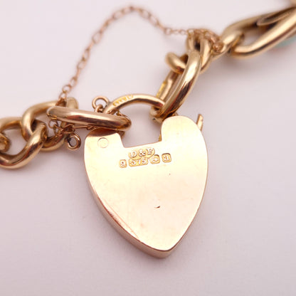 9ct Rose Gold Antique Opal Set Heart Padlock Bracelet Birmingham 1901