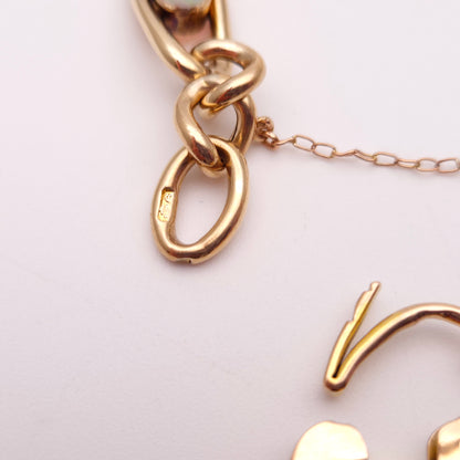 9ct Rose Gold Antique Opal Set Heart Padlock Bracelet Birmingham 1901