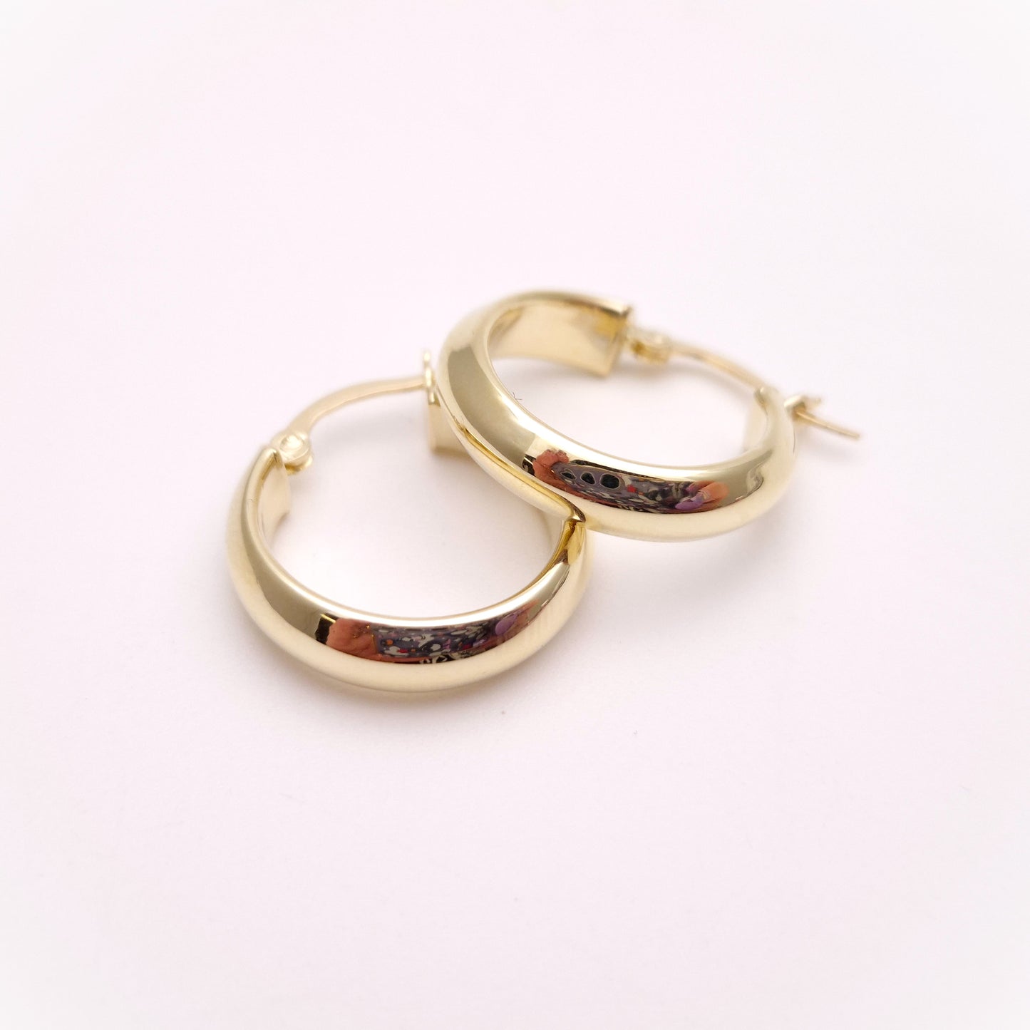 14ct Yellow Gold Polished Hollow Domed Hoop Earrings
