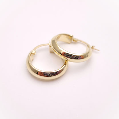 14ct Yellow Gold Polished Hollow Domed Hoop Earrings