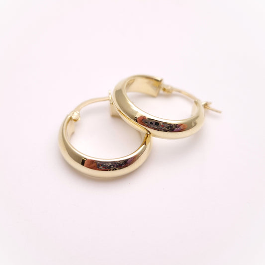 14ct Yellow Gold Polished Hollow Domed Hoop Earrings
