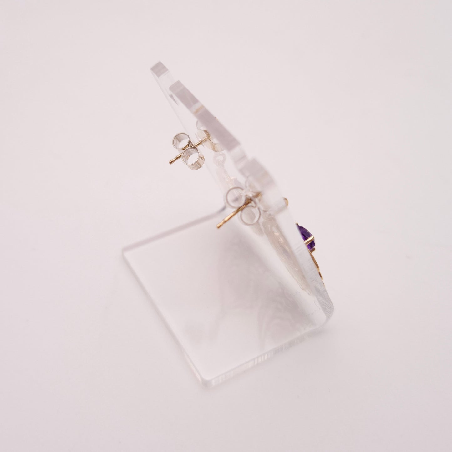 9ct Yellow Gold Openwork Filigree Amethyst Heart Drop Earrings