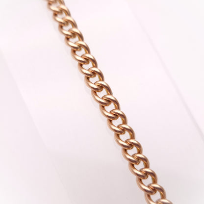 9ct Rose Gold Antique Heavyweight Albert Chain Curb Bracelet with T-Bar & Swivel