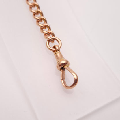 9ct Rose Gold Antique Heavyweight Albert Chain Curb Bracelet with T-Bar & Swivel