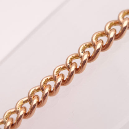 9ct Rose Gold Antique Heavyweight Albert Chain Curb Bracelet with T-Bar & Swivel