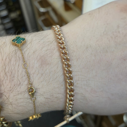 9ct Rose Gold Antique Heavyweight Albert Chain Curb Bracelet with T-Bar & Swivel