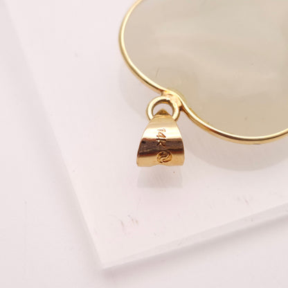 14ct Yellow Gold Pale Green Jade Double Swan Motif Pendant