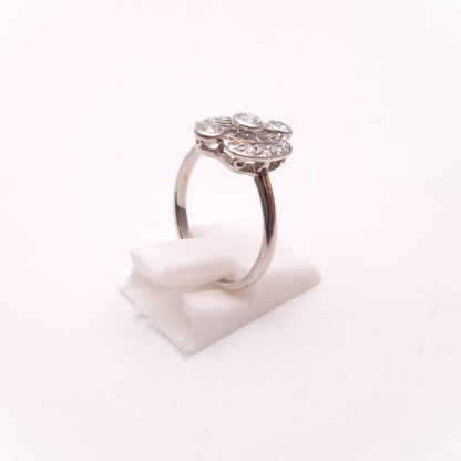 14ct White Gold Art Deco Vintage Style Openwork Multi-stone Diamond Ring