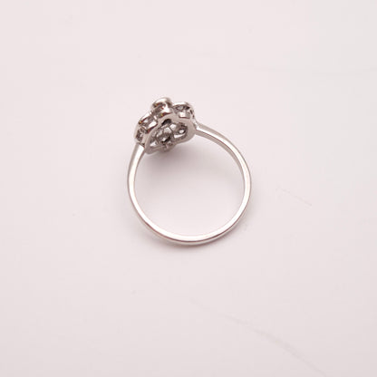 14ct White Gold Art Deco Vintage Style Openwork Multi-stone Diamond Ring
