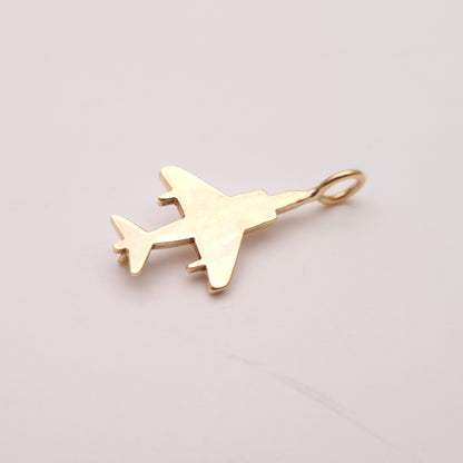 14ct Yellow Gold Fighter Jet Plane Pendant Piece